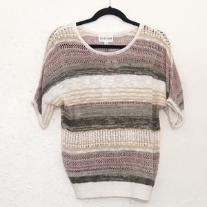 Olive & Oak Stripe Knit Short Sleeve Sweater M